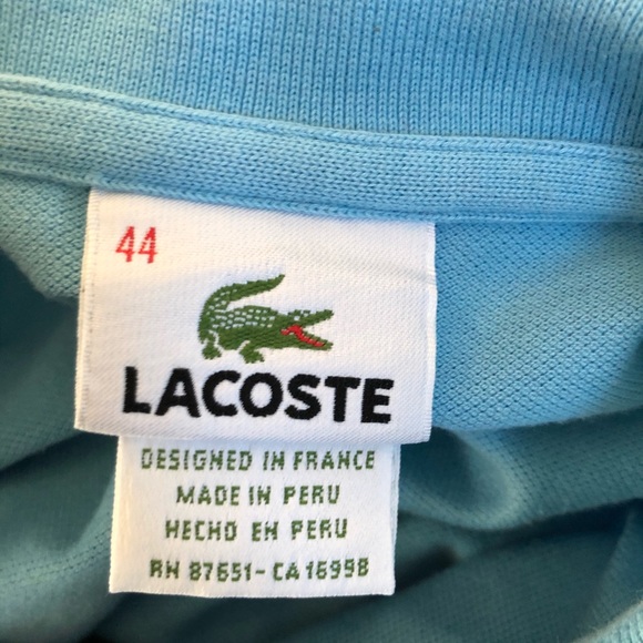 Women’s Lacoste Polo Shirt Size 44 Sky Blue Color - Picture 3 of 3
